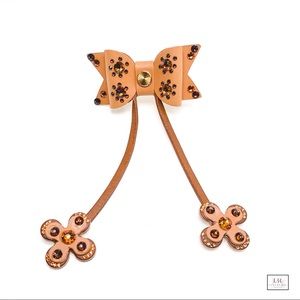 Vachetta Leather Bow Accessory w/ hanging charms